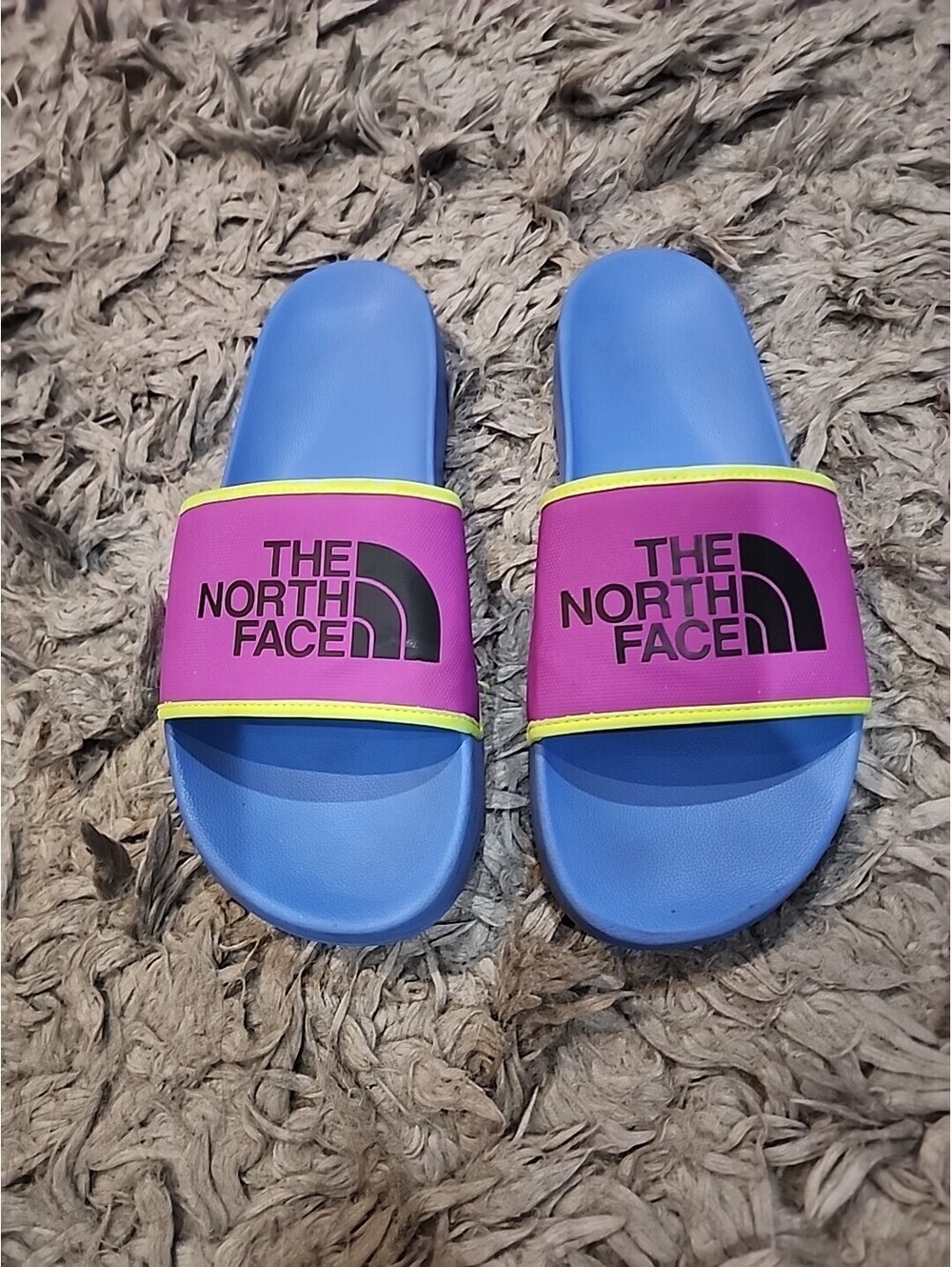 The North Face Mens Sandalias Base Camp Slide 111 Blue Purple Detalles Yellow...